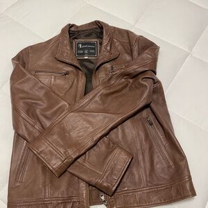 Leonardo Leather and Gold Leather Jacket